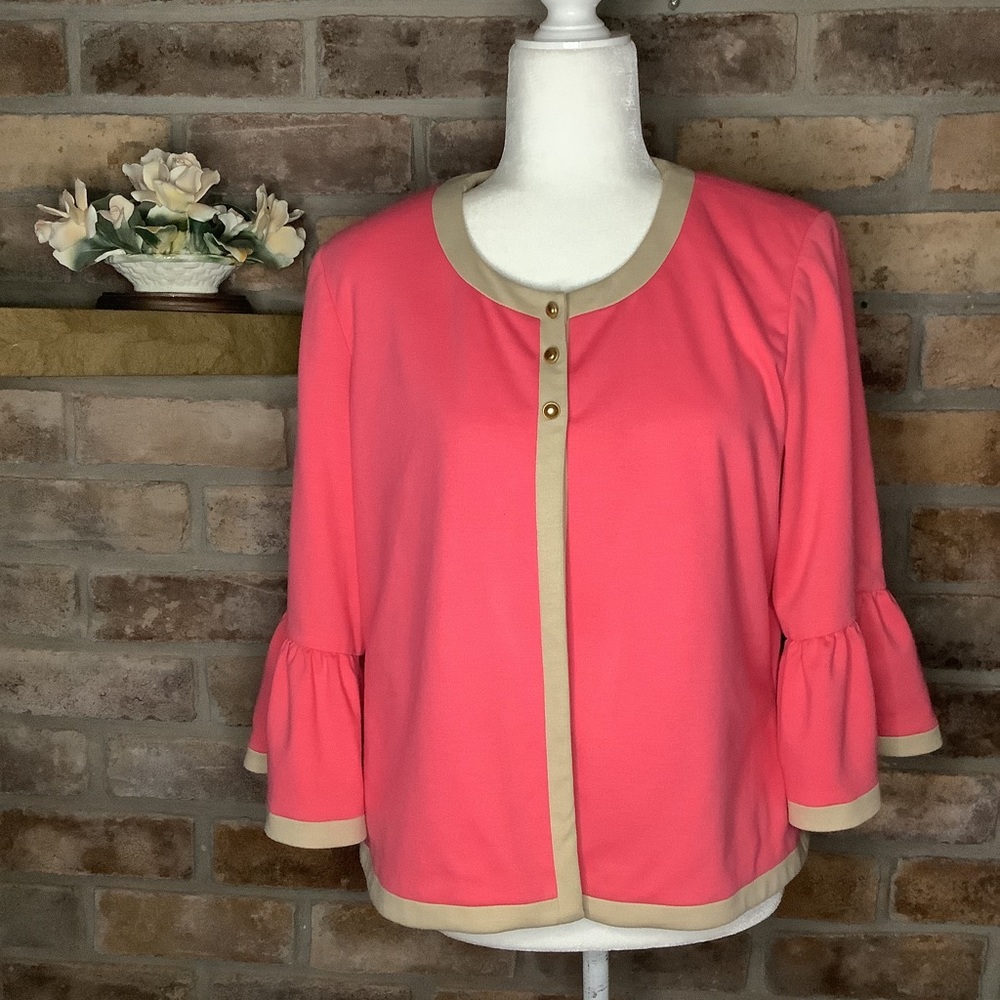 VESTI Coral Pink /Beige Trim Jacket